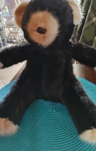 REAL MINK Teddy Bear, 14". Sits. Mint condition. Pre-owned. 2 toned color.